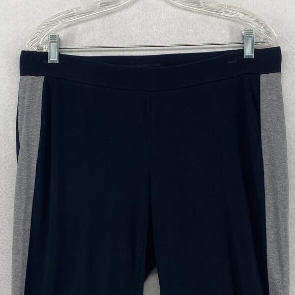 EILEEN FISHER Pants PL Petite Organic Cotton Stretch Jersey Tapered Black USA - Picture 3 of 13